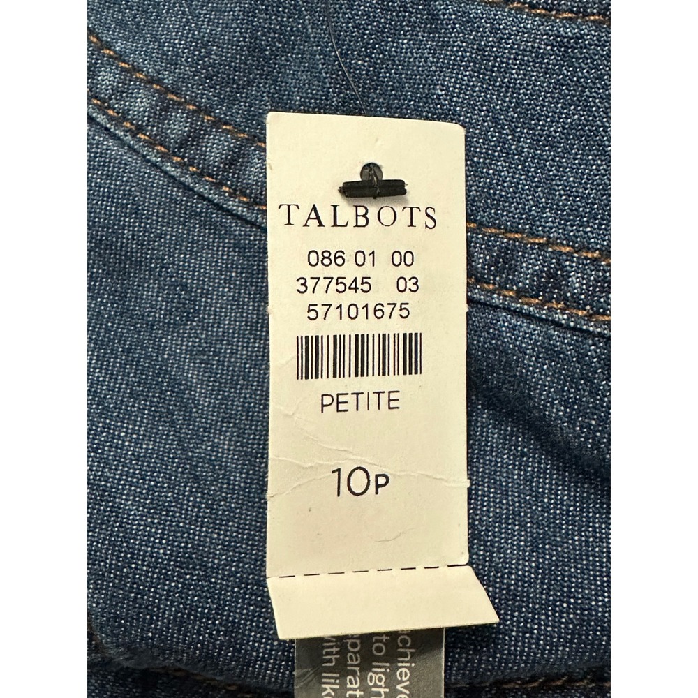 Talbots Denim Lace Up Shift Dress Blue Cotton Sleeveless Size 10P NEW - Picture 5 of 8